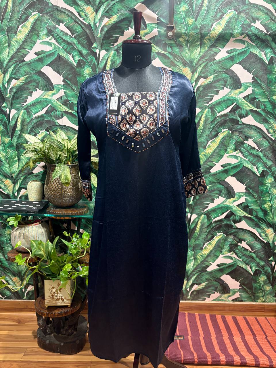 Midnight Mirror Kurti – Indigo Kutchi Charm