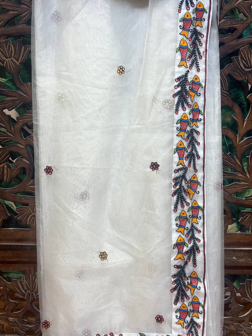 Rosaya 'Kamalini' Embroidered Lotus Organza Saree