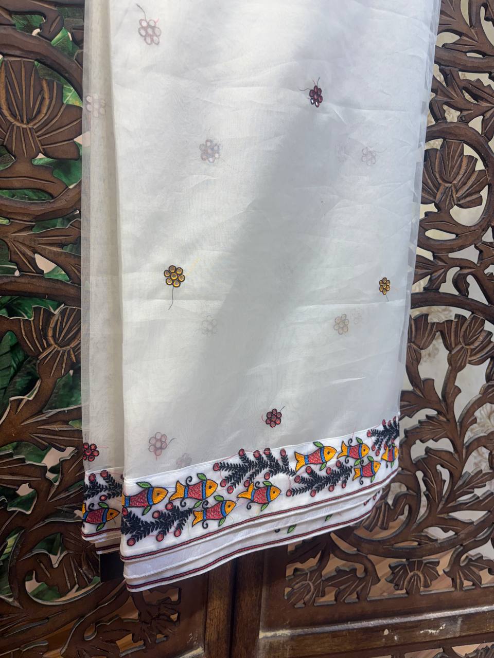 Rosaya 'Kamalini' Embroidered Lotus Organza Saree