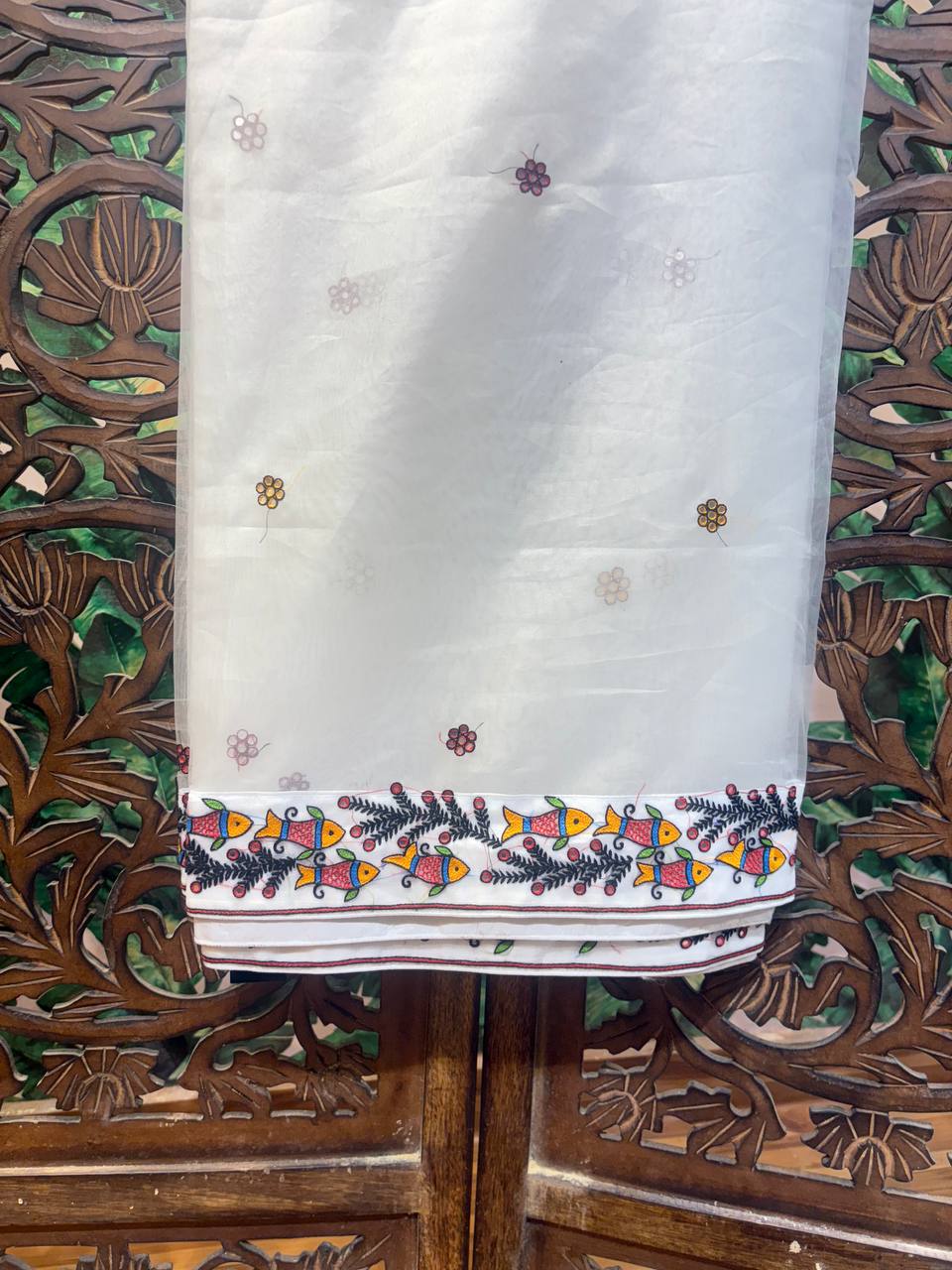 Rosaya 'Kamalini' Embroidered Lotus Organza Saree