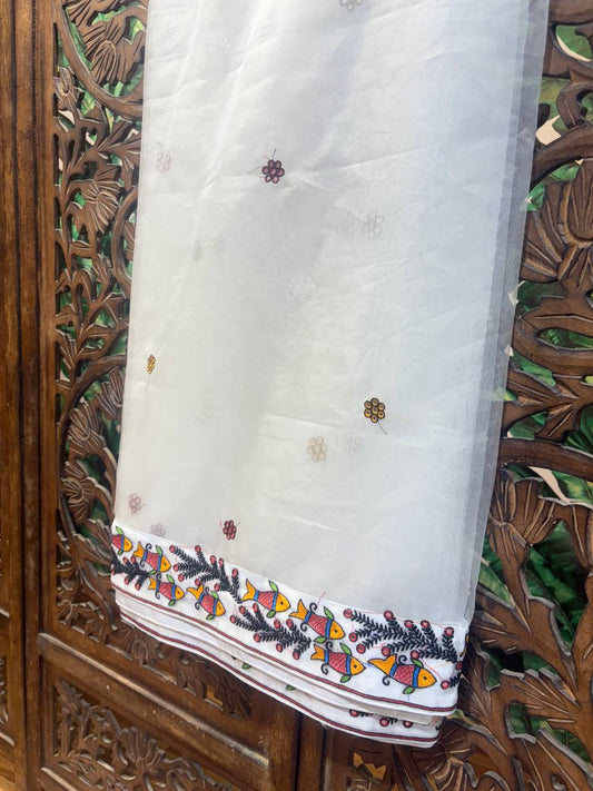 Rosaya 'Kamalini' Embroidered Lotus Organza Saree