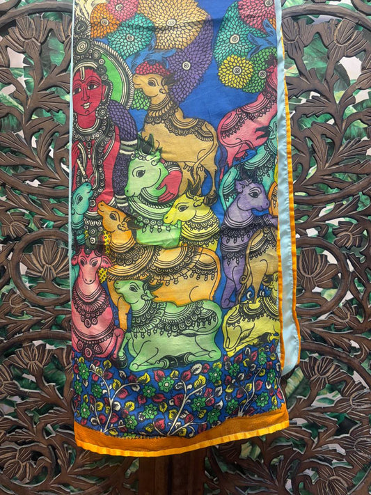 Rosaya 'Vrindavan Leela' Shrinathji Pichwai Art Saree