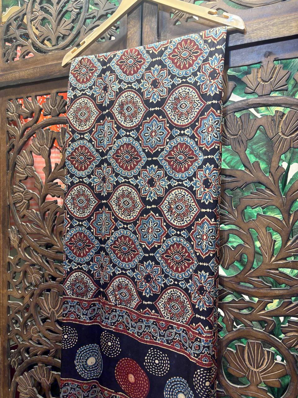 Ishani Ajrakh Hand Block Printed Modal Silk Saree