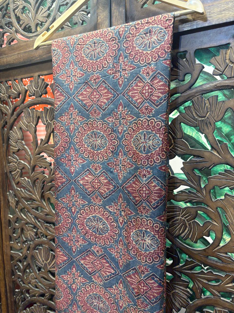 Mihira - Handcrafted Ajrakh Saree with Lambani Embroidery