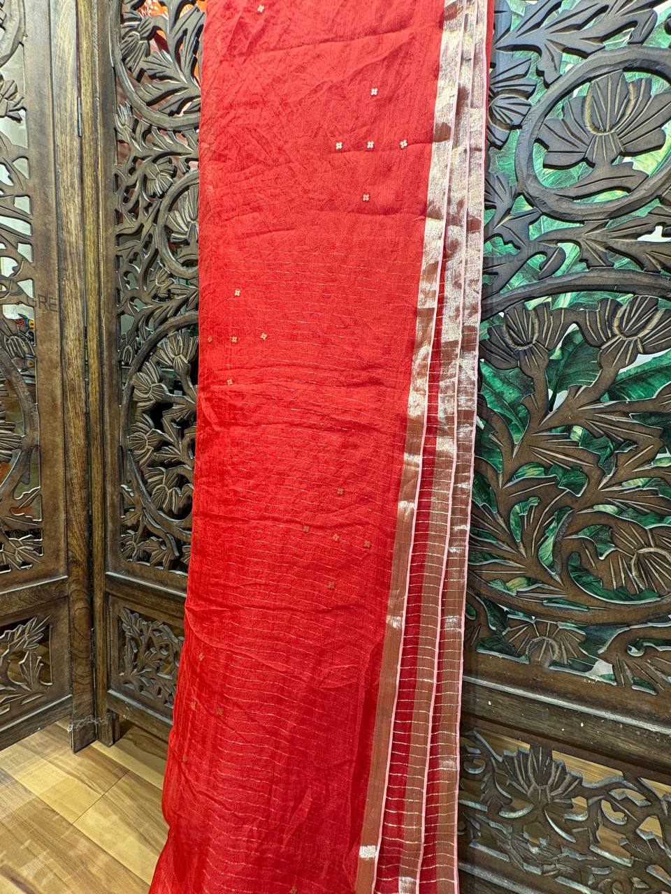 Ruhani - Red Organza Saree with Kutchi Embroidery