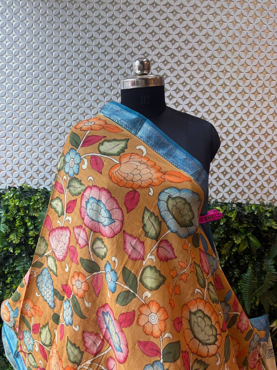 Aarika - Pink Tree of Life Kalamkari Dupatta with Nijam Border