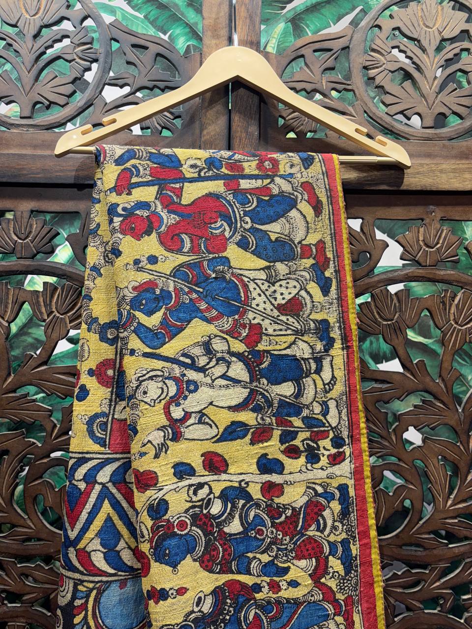 Mahagatha - Mythological Hand-Painted Tussar Kalamkari Saree