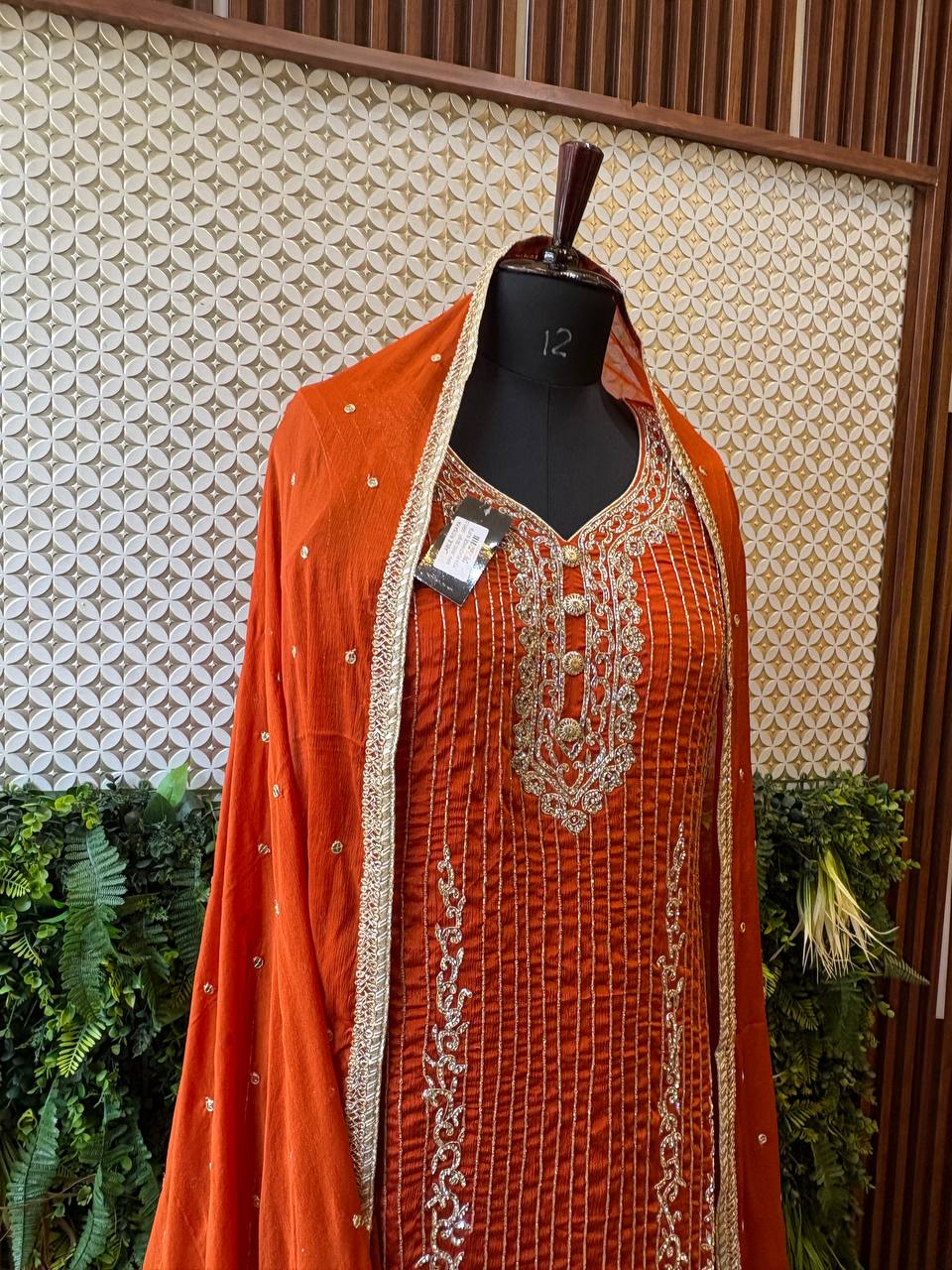Regal Rust Zardozi Embroidered Kurta Set by Lable Rosaya