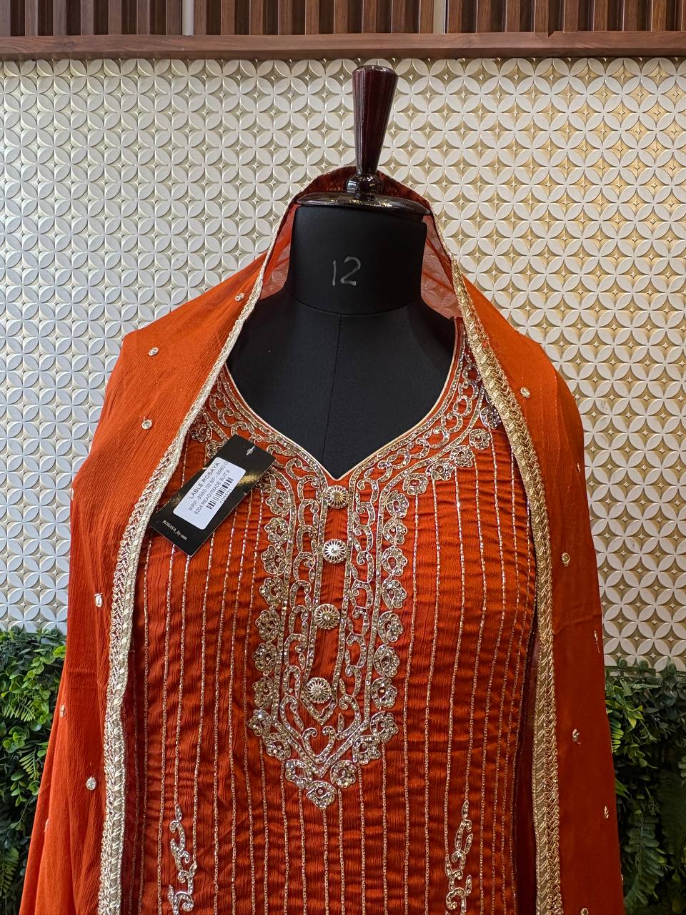 Regal Rust Zardozi Embroidered Kurta Set by Lable Rosaya