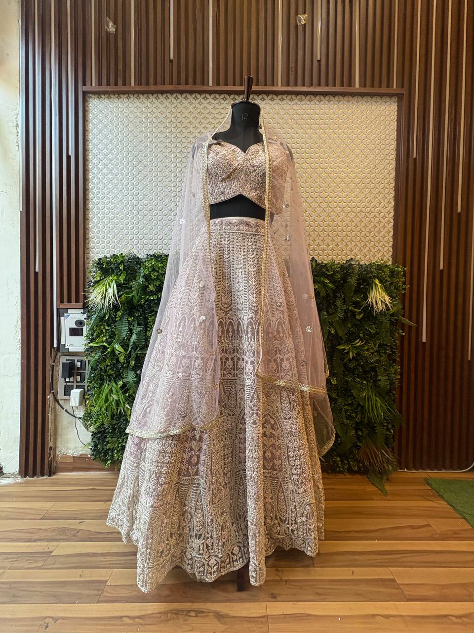 Lilac Pearl & Threadwork Bridal Lehenga by Lable Rosaya