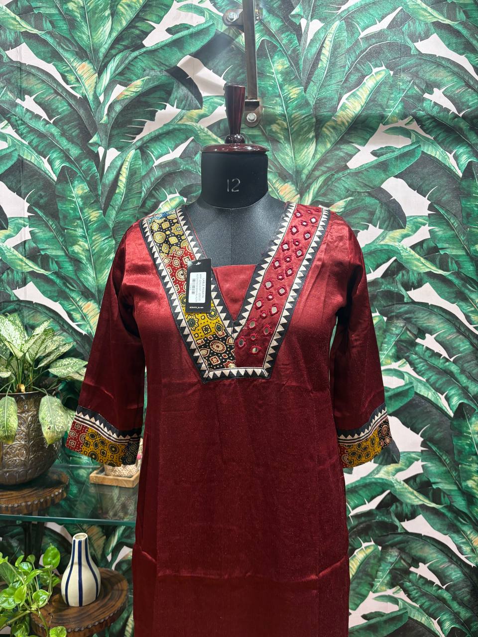 Emerald Woven Yoke Mashru Kurti by Lable Rosaya