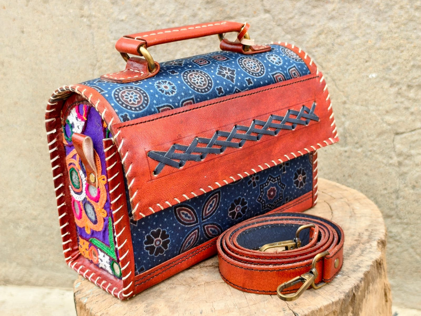 Rosaya Kutch Handcrafted Leather Sling Bag