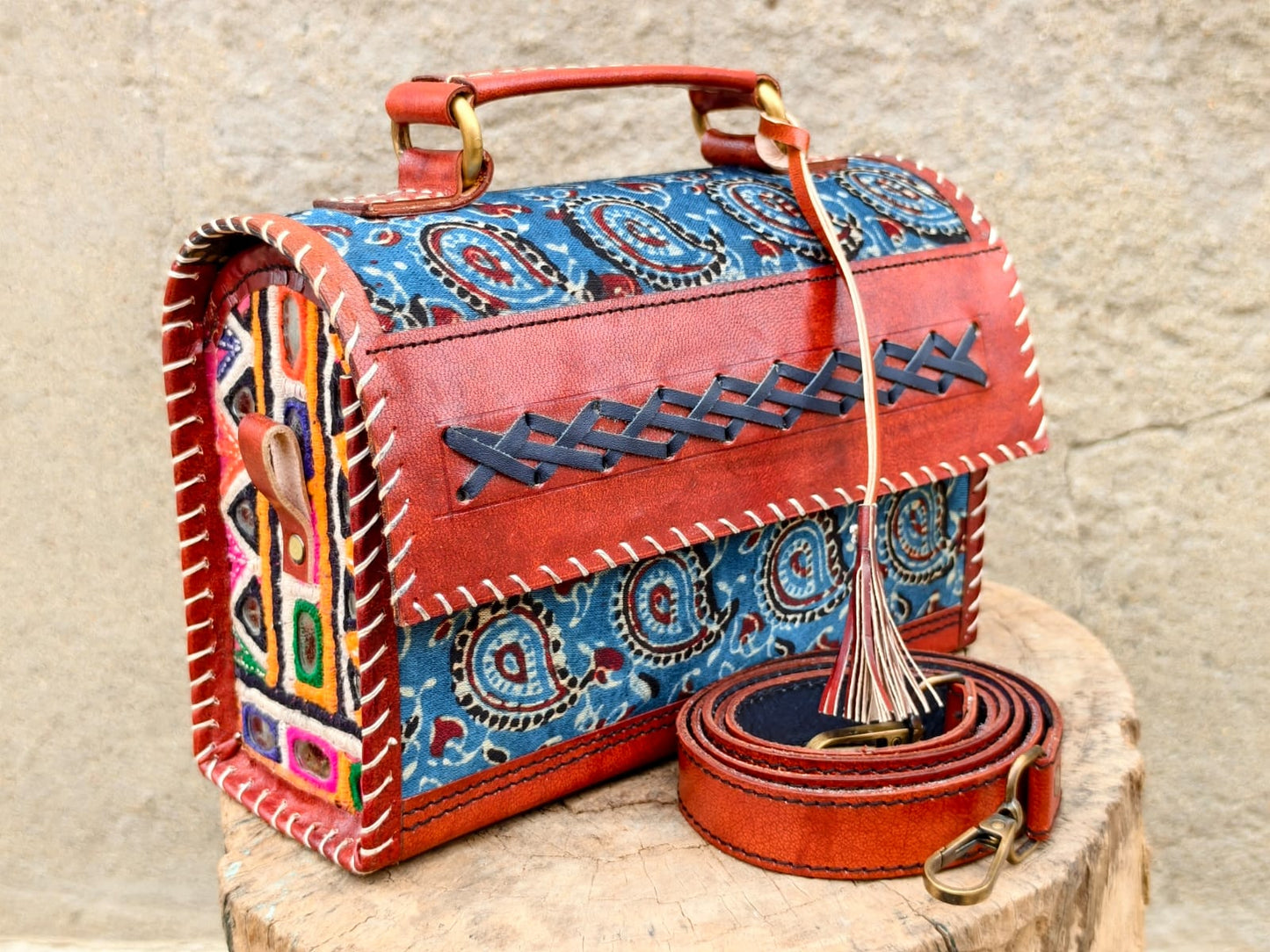 Rosaya Kutch Handcrafted Leather Sling Bag