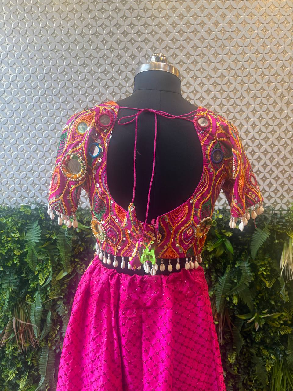 Mirror Work Chaniya Choli Lehenga – Hot Pink & Multicolor Embroidery