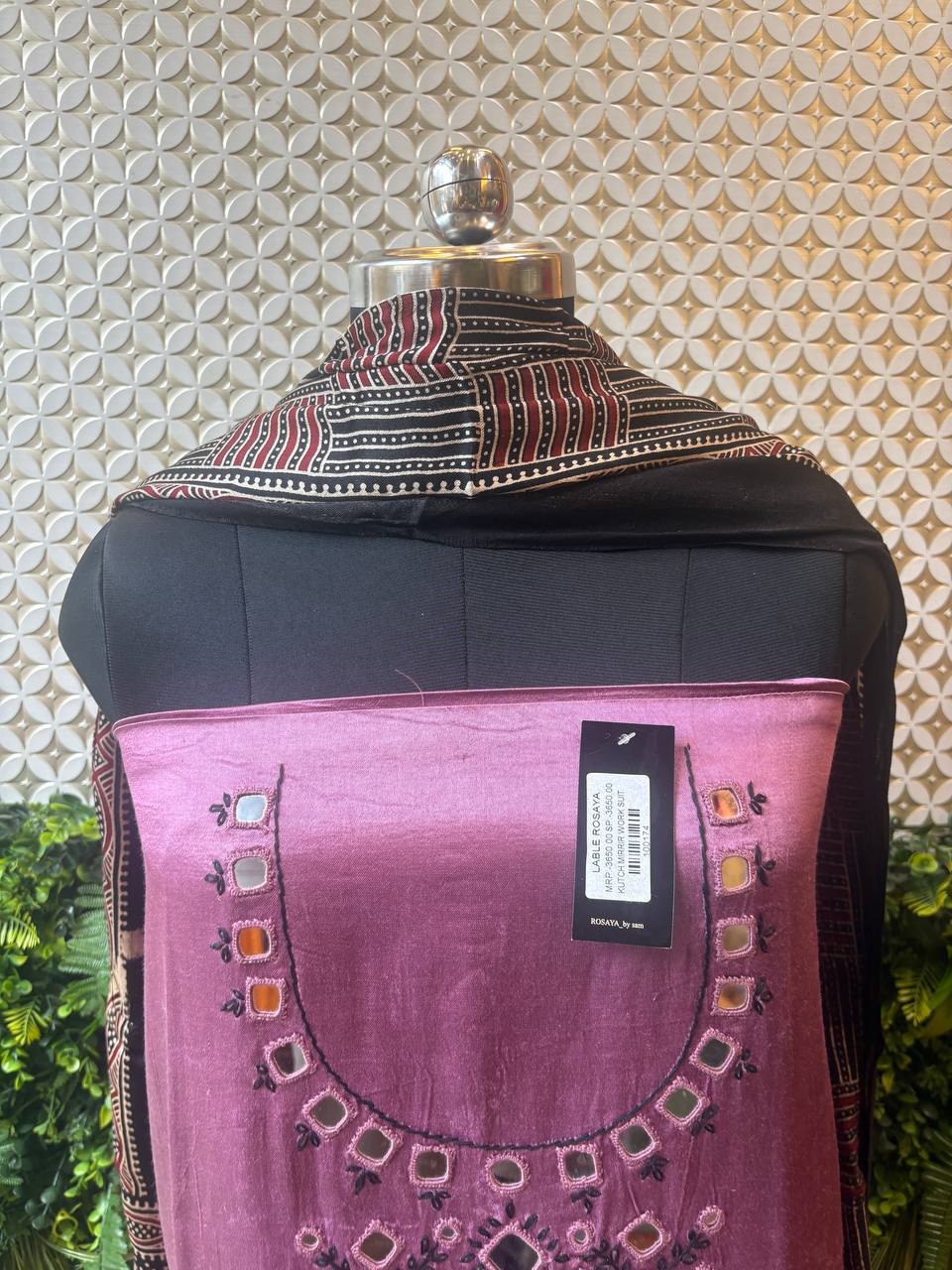 Gulbaag – Wine Kutch Mirror Work 3-Piece Suit Set