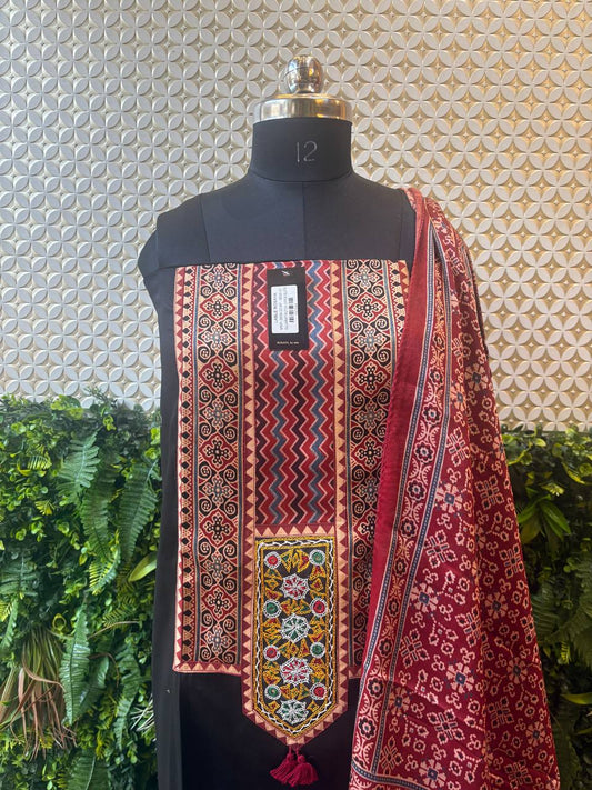 Handcrafted Gujarat Kutch 3-Piece Suit Set – Tribal Art Edition