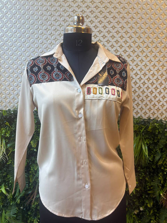 Ivory Kutch Patchwork Designer Shirt – Multicolor Detail