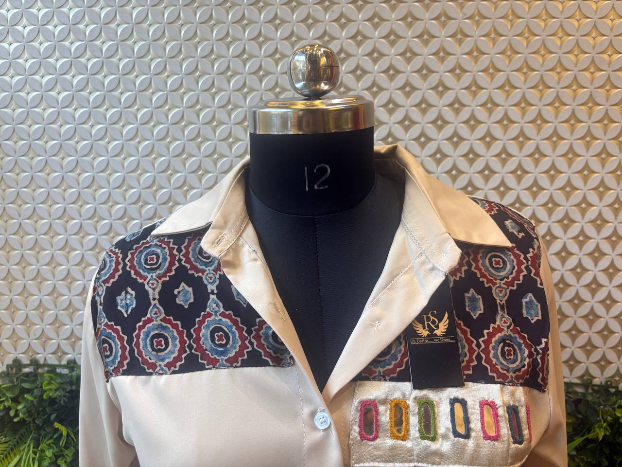 Ivory Kutch Patchwork Designer Shirt – Multicolor Detail