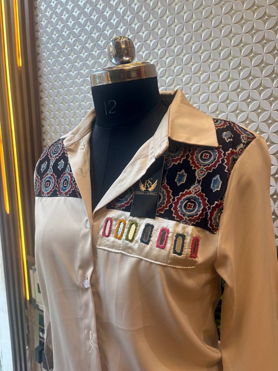 Ivory Kutch Patchwork Designer Shirt – Multicolor Detail
