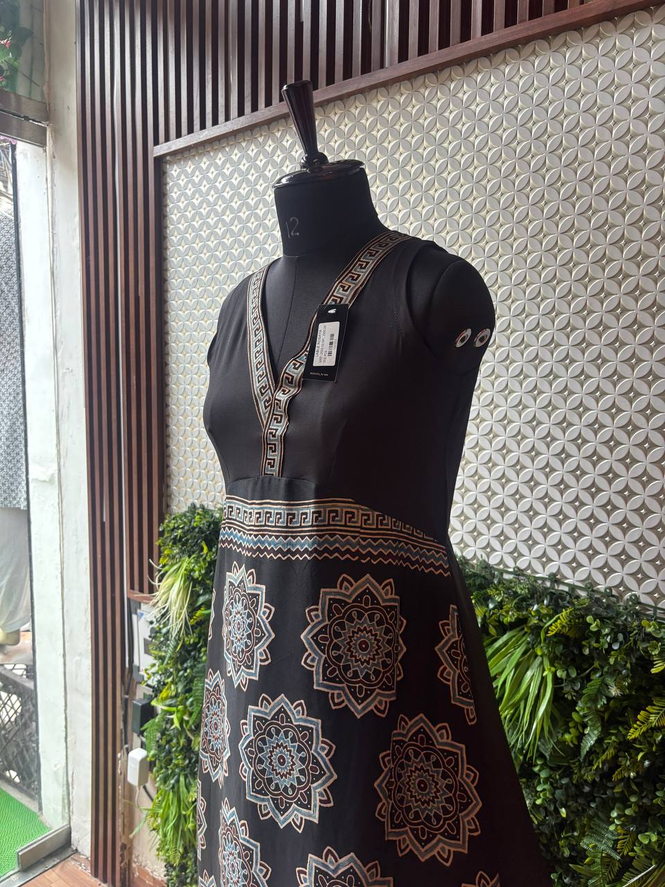 Rosaya Ajrakh-Inspired Mandala Print One-Piece Dress