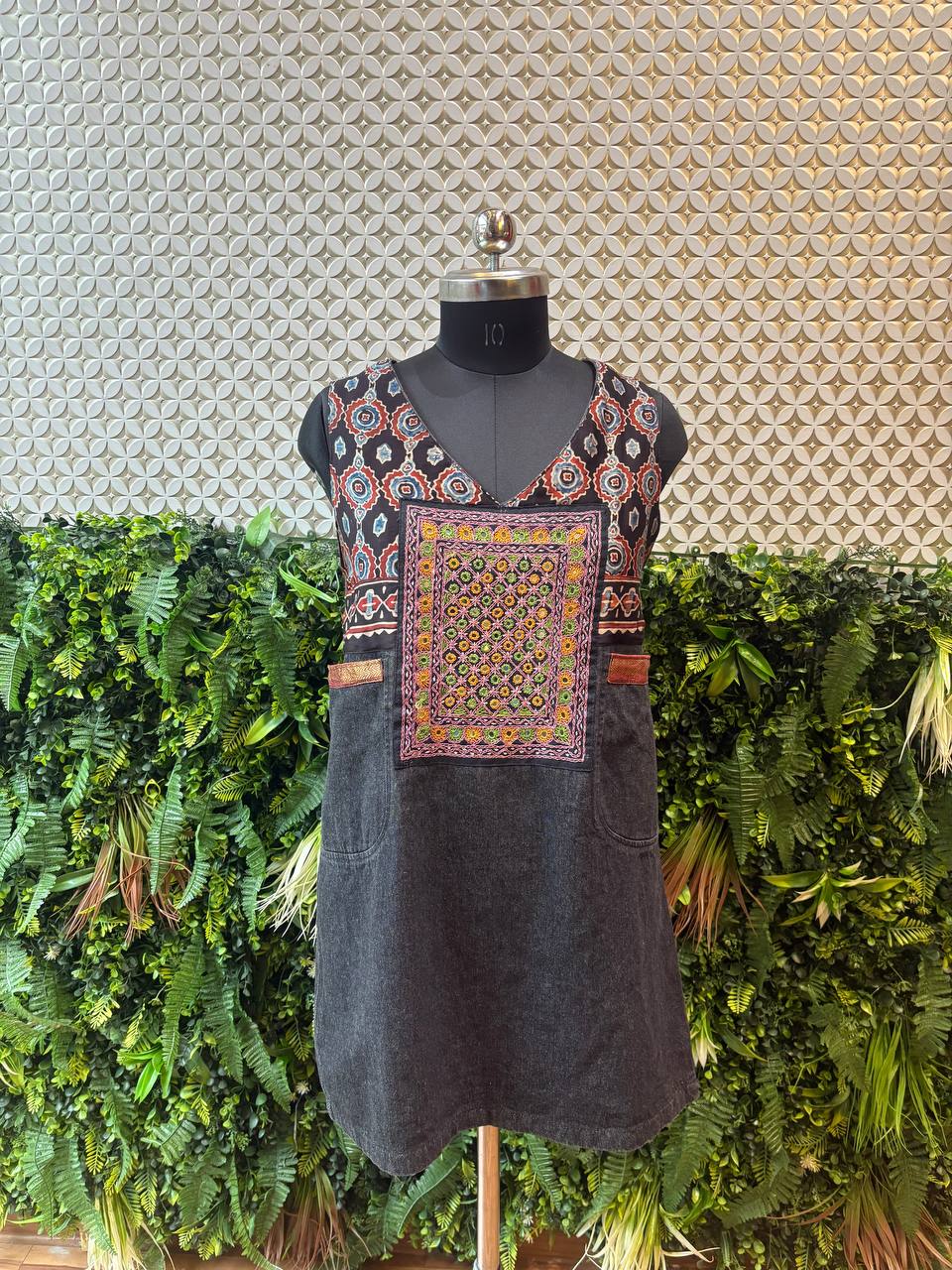 Tribal Threads Black Denim Fusion Dress