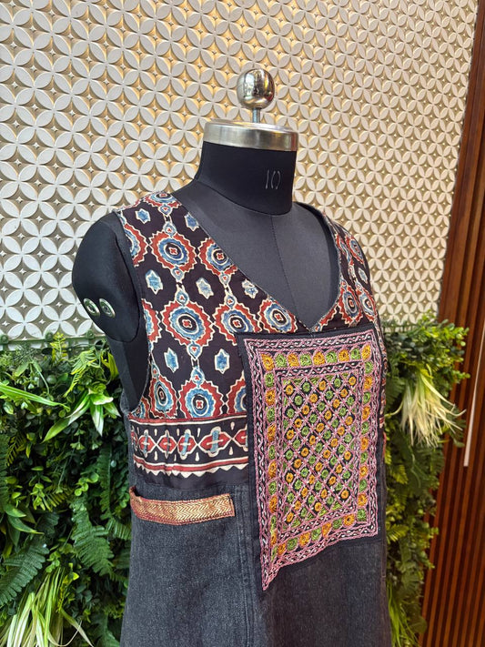 Tribal Threads Black Denim Fusion Dress