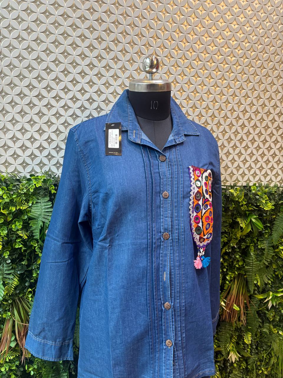 Tribal Whispers Denim Co-ord Set with Mirror Patch