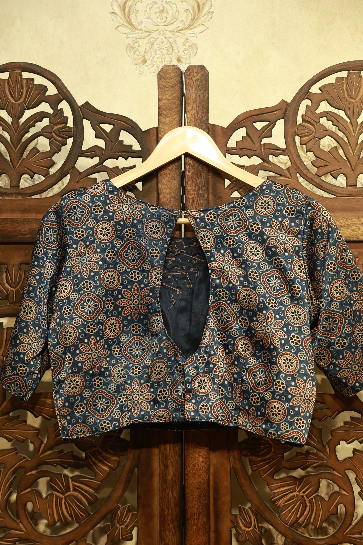 Midnight Ajrak Mirror Work Blouse