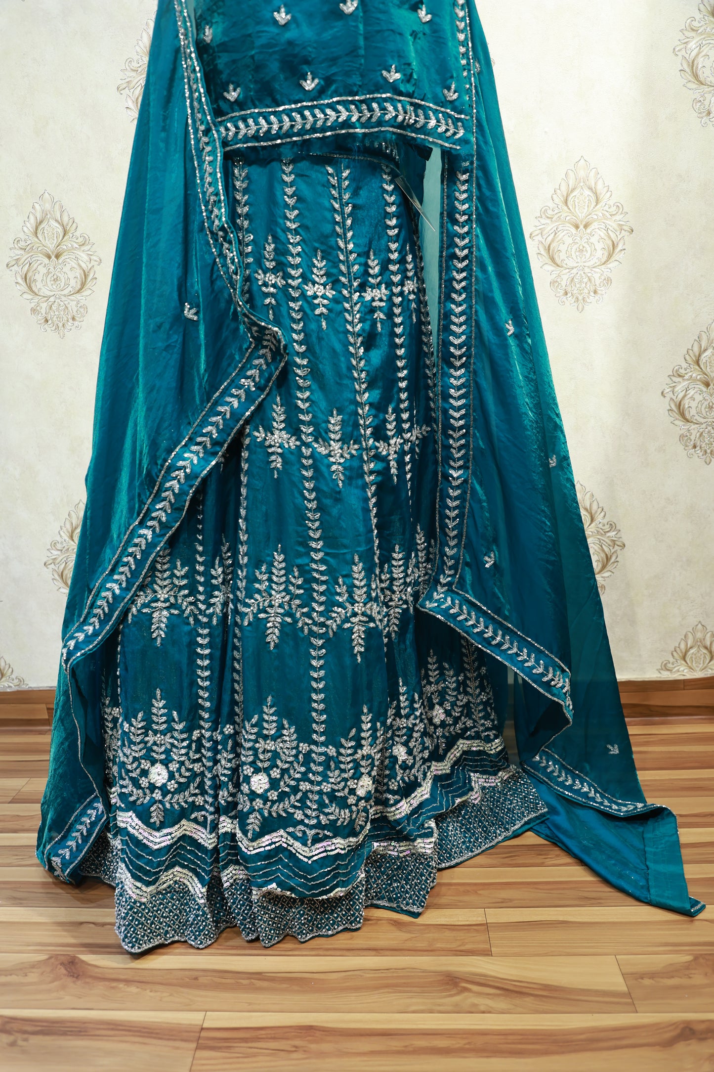 Velvet Embroidered Lehenga Set