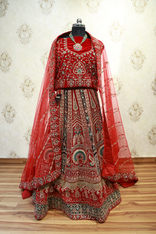 Garnet Red Bridal Lehenga Set