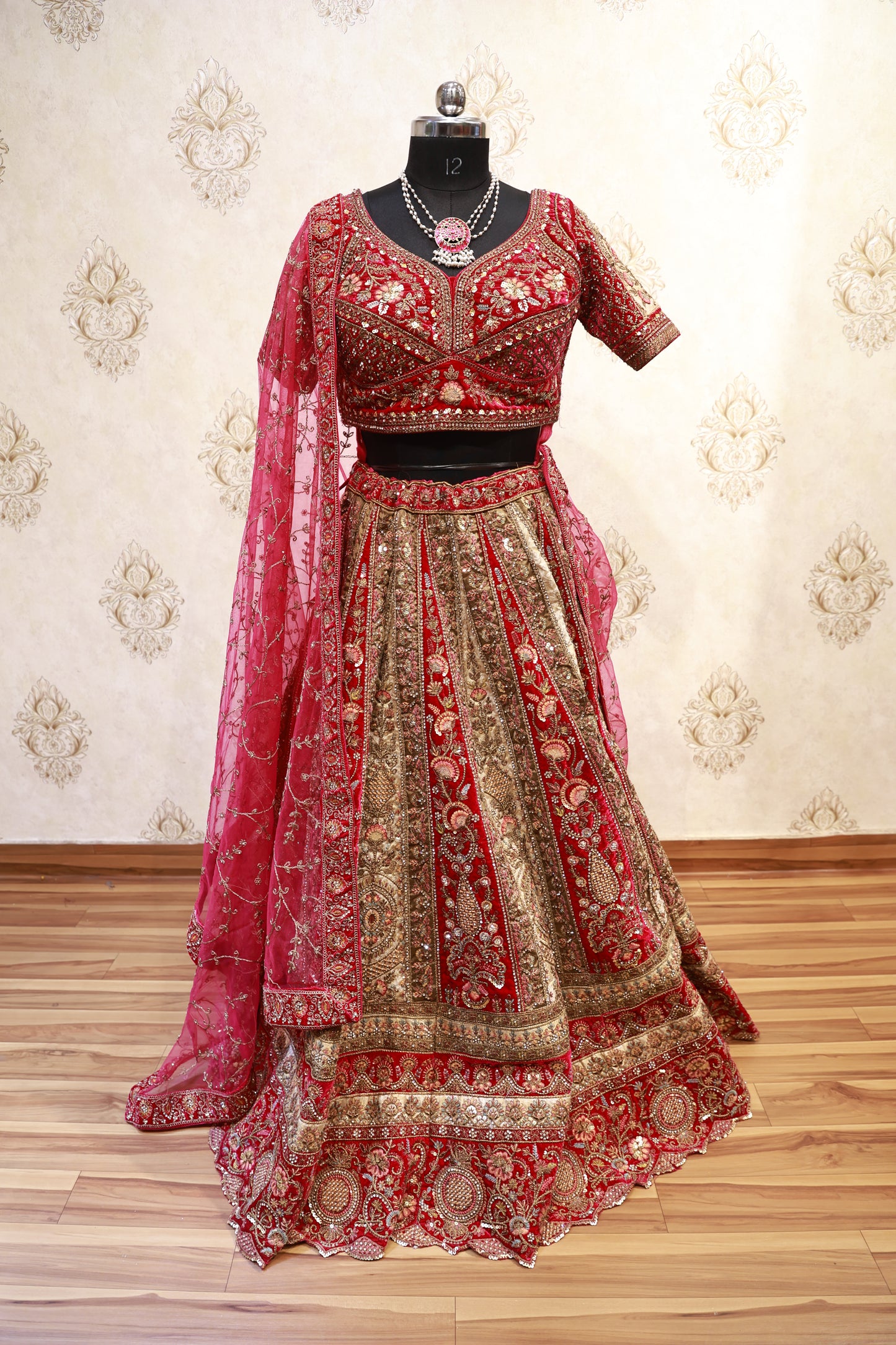 Royal Crimson Heritage Bridal Lehenga