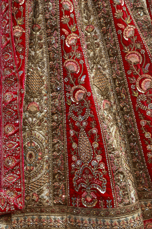 Royal Crimson Heritage Bridal Lehenga