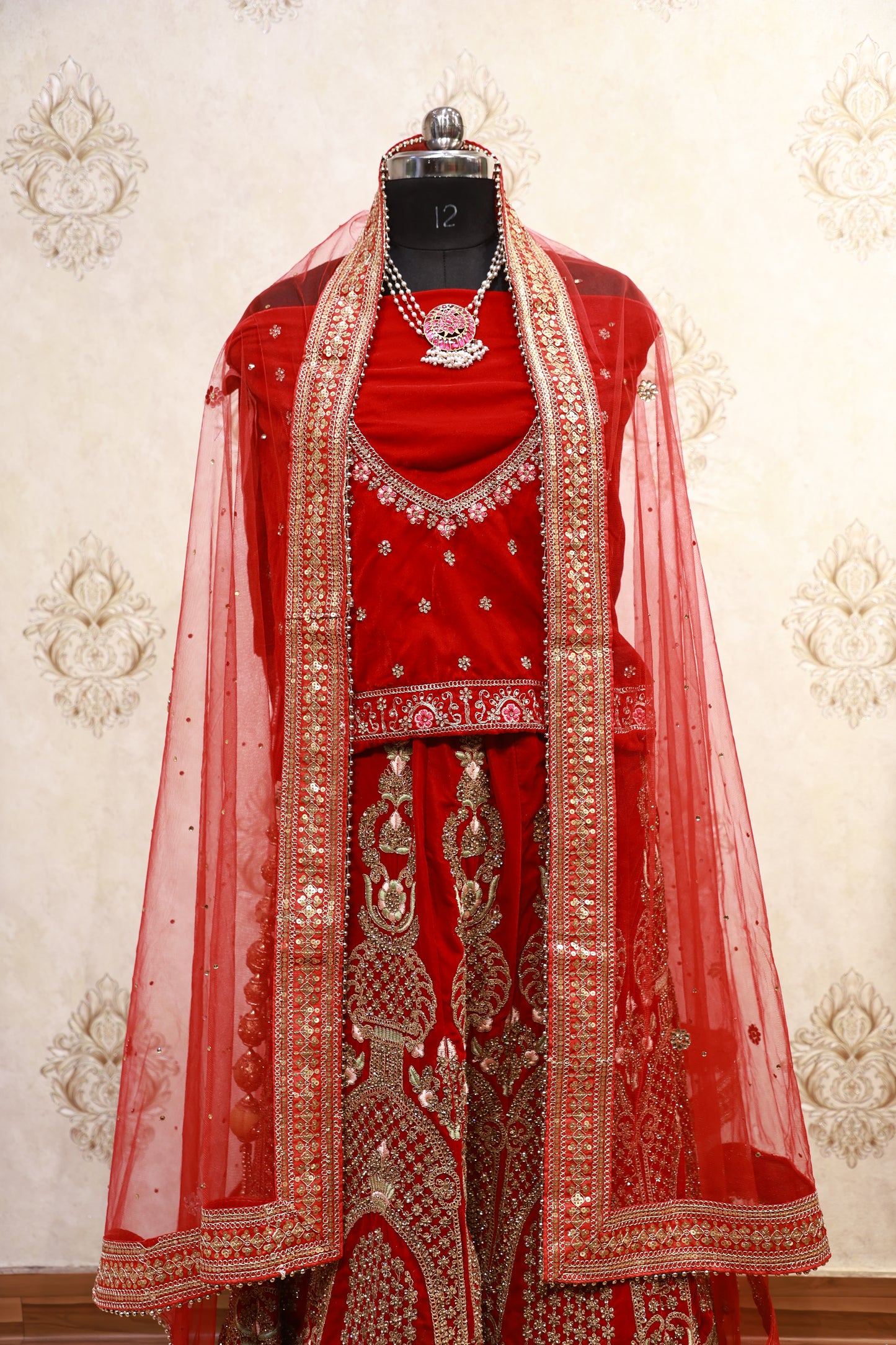 Scarlet Radiance Embroidered Bridal Lehenga