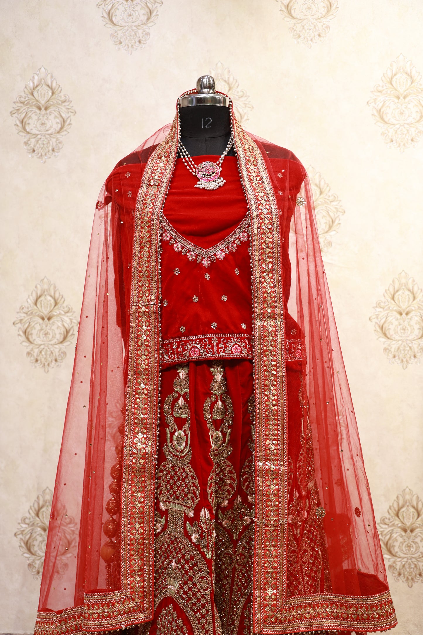 Scarlet Radiance Embroidered Bridal Lehenga