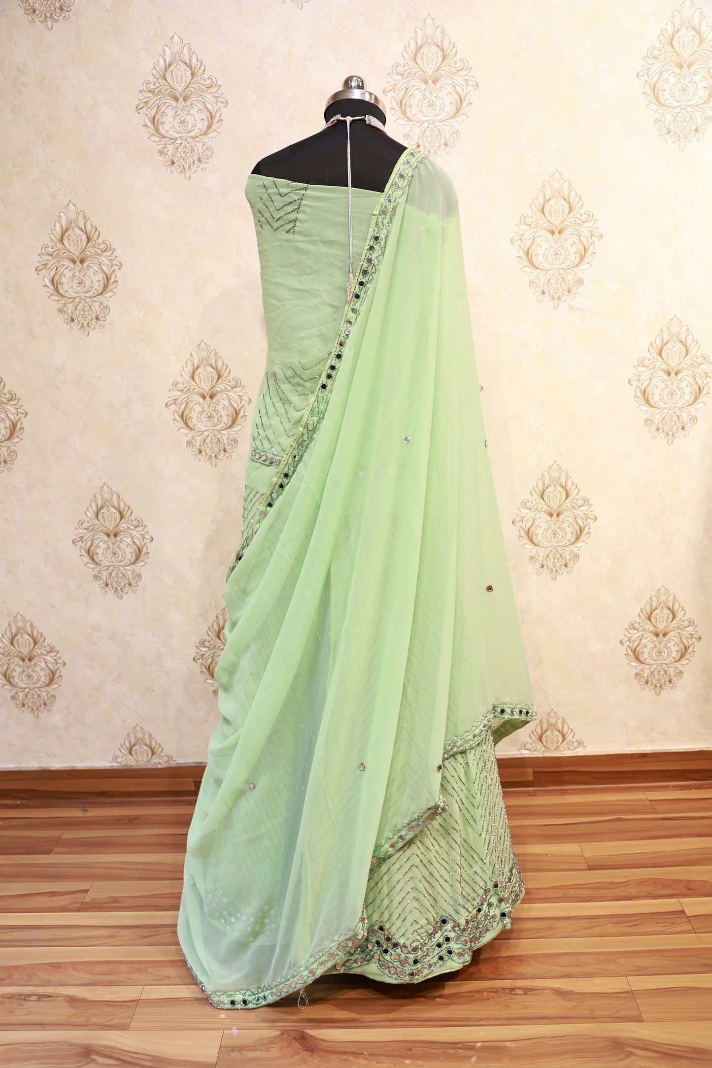 Pastel Green Sequin Lehenga Set