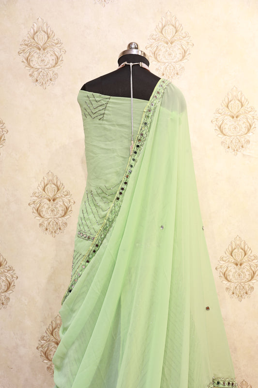 Pastel Green Sequin Lehenga Set