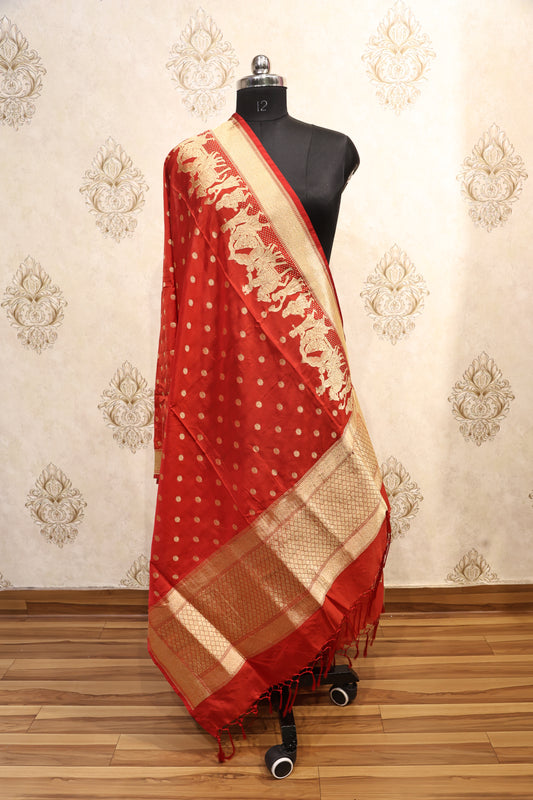 Rukhsar Red Banarasi Dupatta