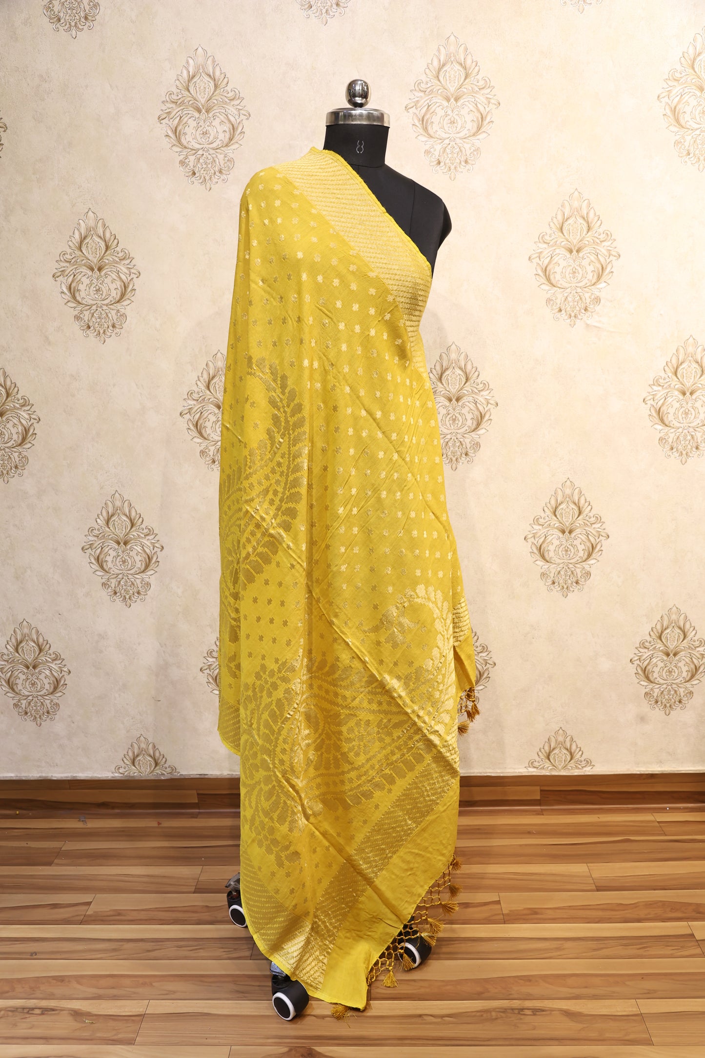 Sunlit Mustard Banarasi Silk Full Jaal Dupatta