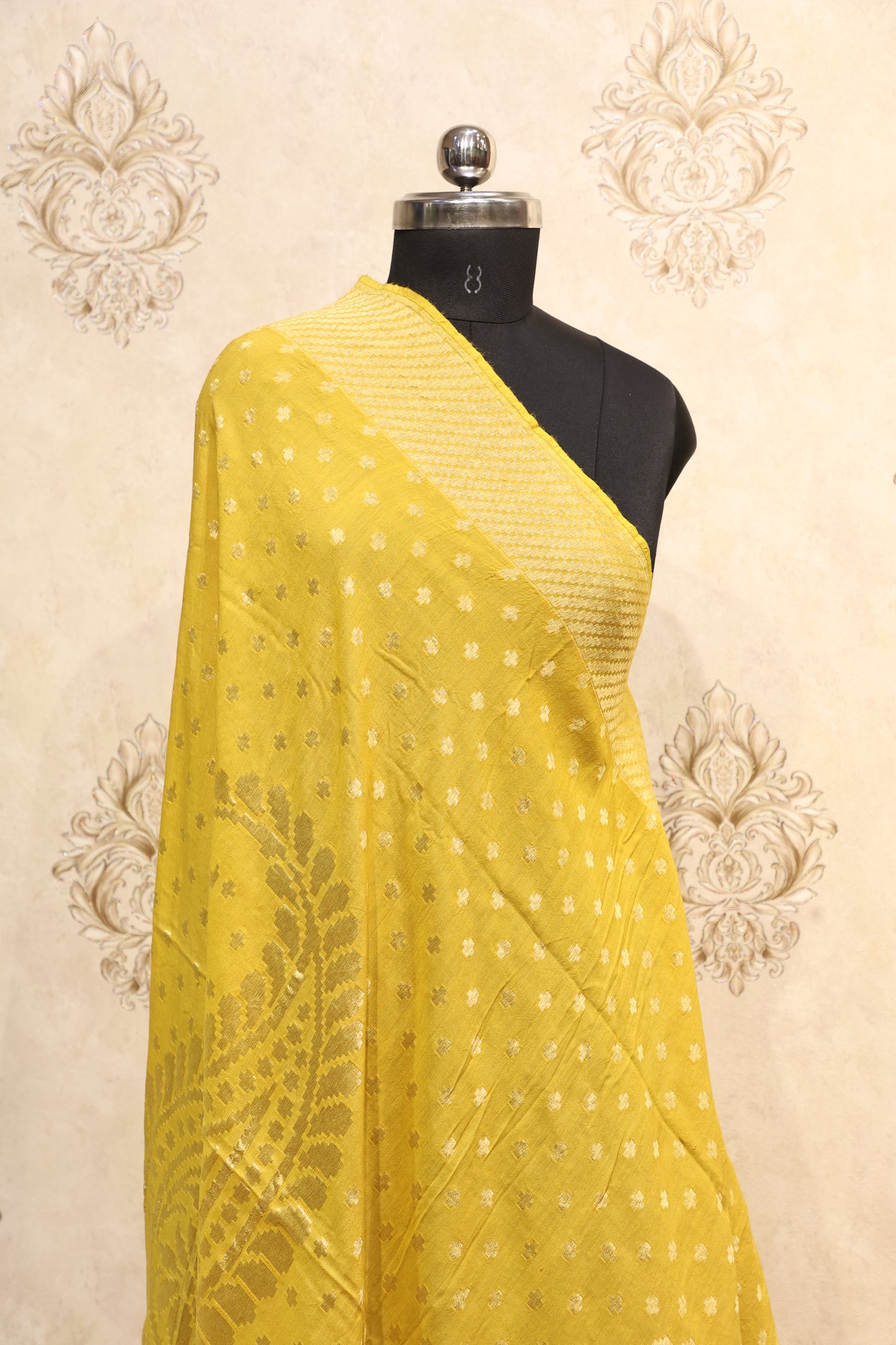 Sunlit Mustard Banarasi Silk Full Jaal Dupatta