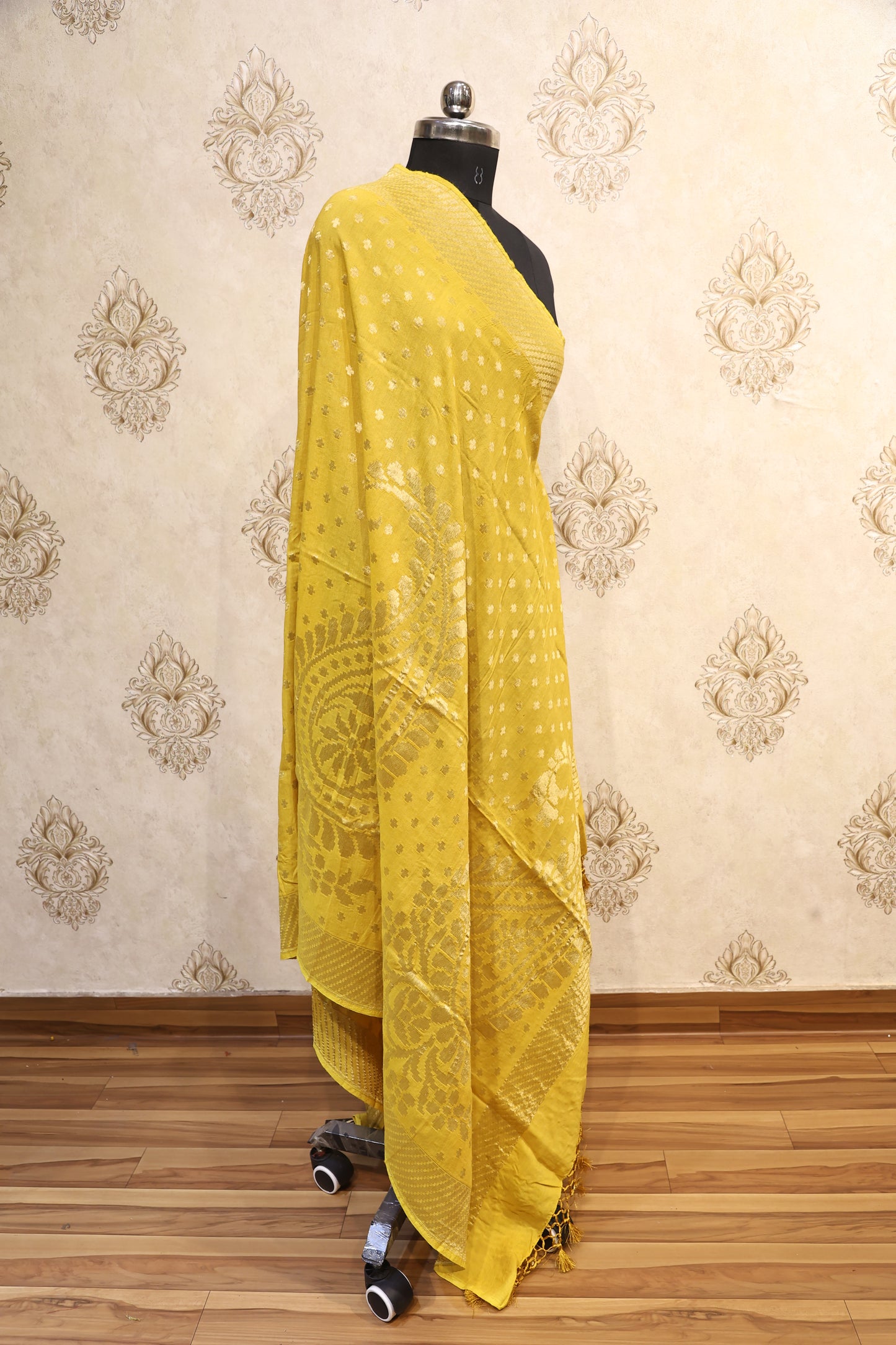Sunlit Mustard Banarasi Silk Full Jaal Dupatta