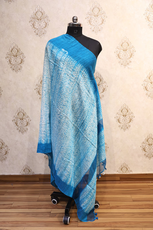 Kalamkari Shibori-Inspired Blue Dupatta