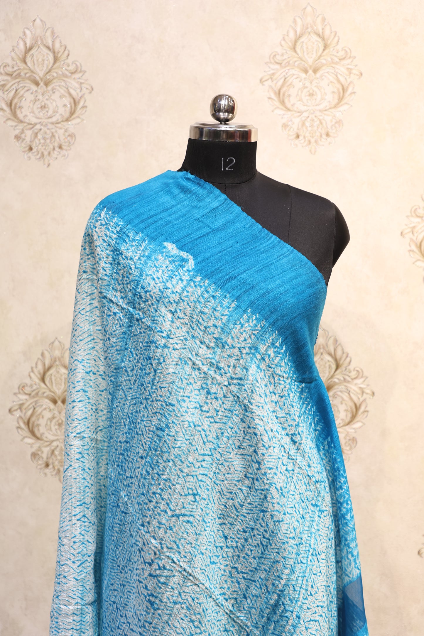 Kalamkari Shibori-Inspired Blue Dupatta
