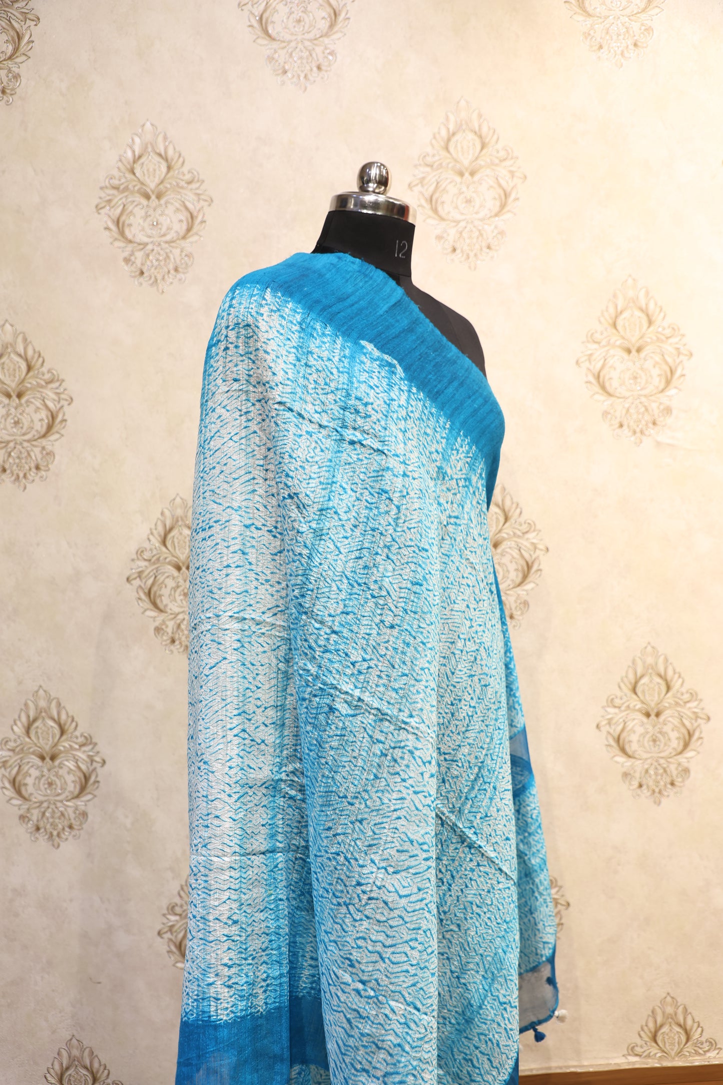 Kalamkari Shibori-Inspired Blue Dupatta