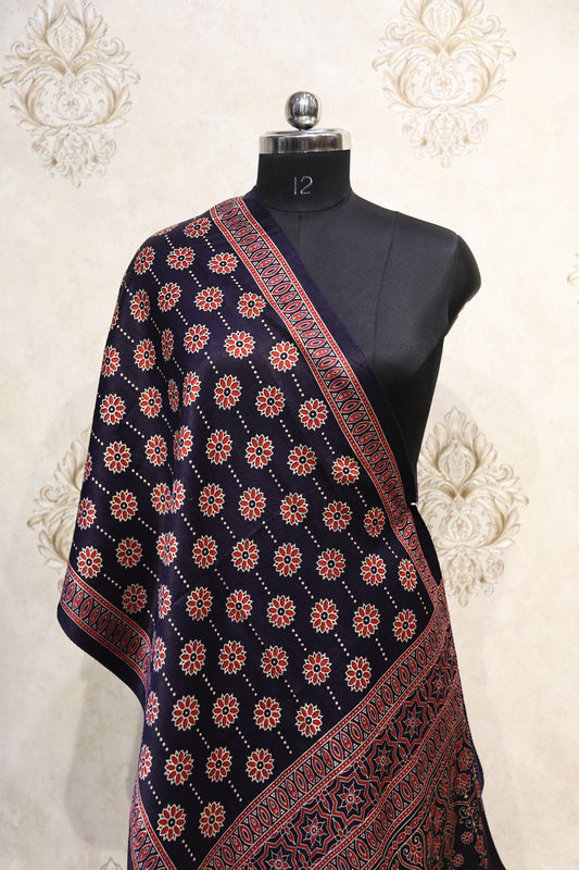Ajrakh-Inspired Navy Blue Modal Stole