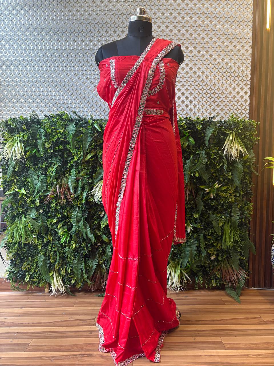Crepe Mirror Work Saree – Multicolor Options