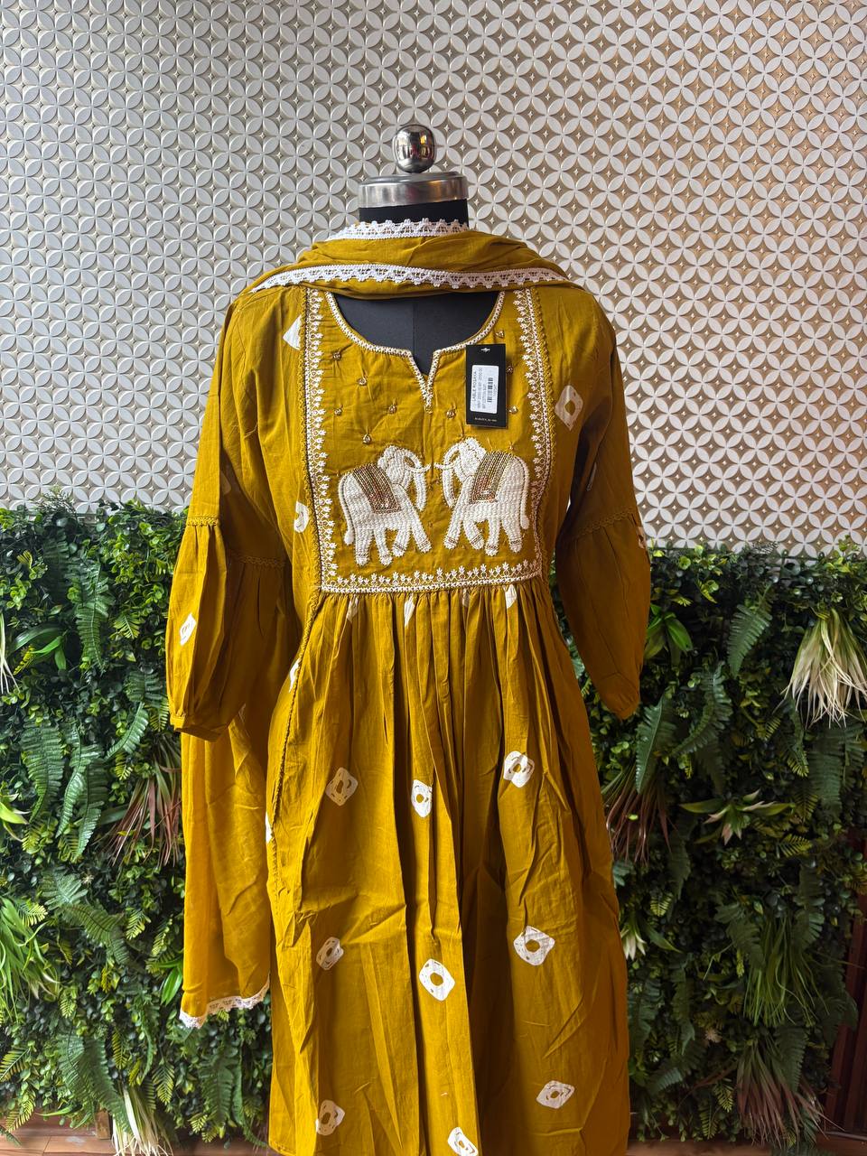 Haathi Mahal – Mustard Cotton Suit Set with Elephant Embroidery