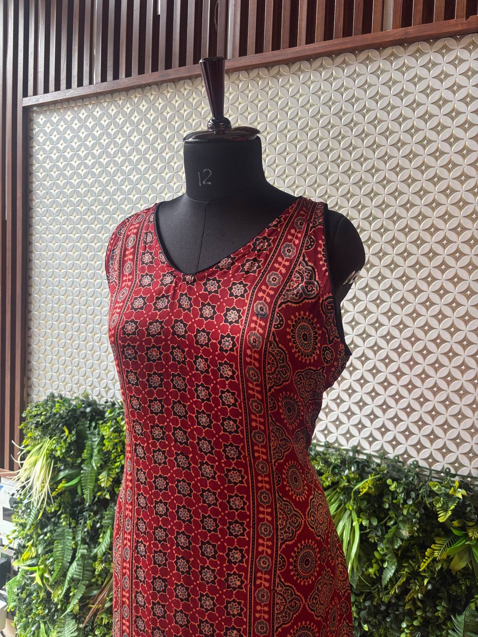 🌺 Ruhani – Ajrakh Modal Silk Dress