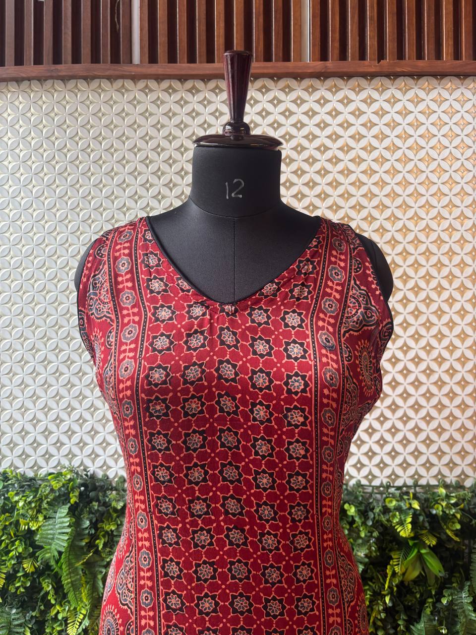 🌺 Ruhani – Ajrakh Modal Silk Dress