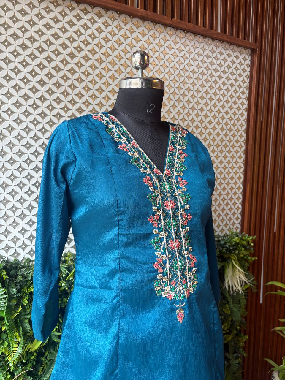Embroidered Kurti with Draped Dhoti Pants