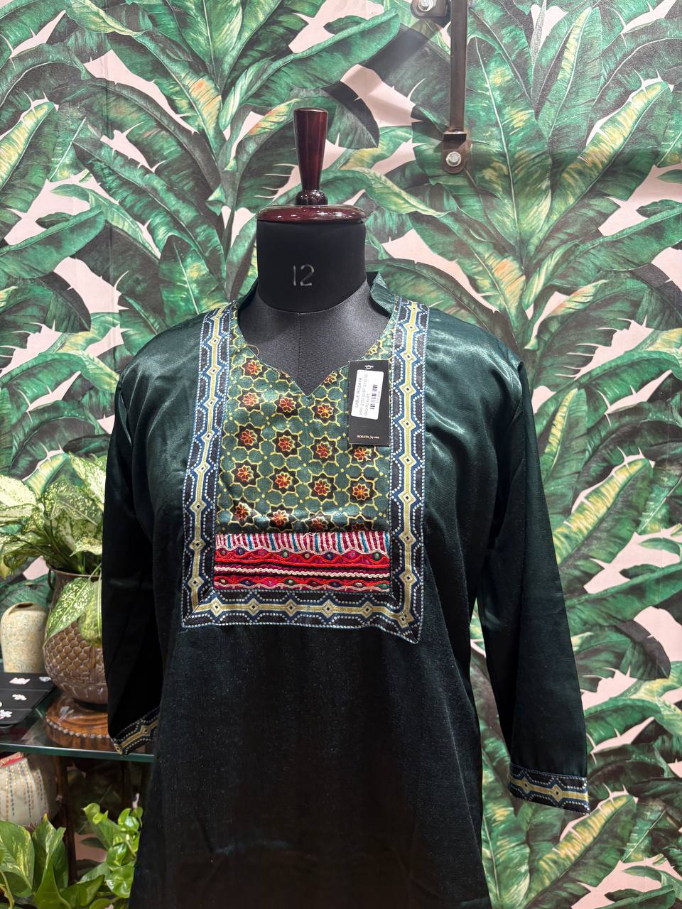 Emerald Woven Yoke Mashru Kurti by Lable Rosaya